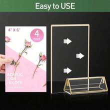 12pcs/6pcs Restaurant Menu Cards, Transparent Acrylic Wedding Table Number Holders, Photo Display Sign Stands With Gold Borders, Double-Sided Gold Frames - Suitable For Weddings, Rehearsal Dinners, Engagement Parties, Anniversaries, Birthdays, Bridal Showers, Graduations, Corporate Events Or Any Special Occasion!