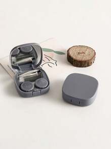 1pc Classic Retro Solid Color Portable Leakproof Contact Lens Box Kit With Mirror&Remover Tool, Contact Lens Container Soak Storage Kit For Travel&Home Eye Contacts Contact Lenses For Eyes Colored Contacts Halloween