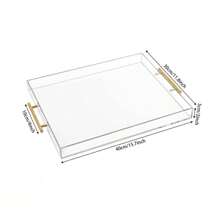 1 Stück transparenter, eleganter, moderner, rechteckiger Acryl Präsentations-Tablett mit Griff für Lebensmittel, Obst, Kosmetik, Parfüm und Frühstücks-Aufbewahrung, geeignet für alle Anlässe