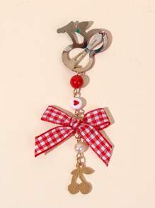 2 piezas Pinzas para el cabello con lazo estilo Y2K con diseño de cerezas y fresas para niñas, pasador de cabello con cinta a cuadros rojos retro, accesorios kawaii para el cabello con diseño floral y de frutas, para fiesta de San Valentín, Navidad, primavera y verano, festivales