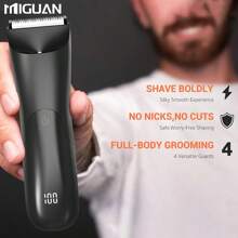Recortadora corporal para hombres, afeitadora eléctrica, recortadora eléctrica de ingle y pelo, afeitadora de cuchilla de cerámica para higiene masculina, recortadora de belleza corporal total con capacidad de batería de 500mAh