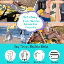 1 Stück große Zitronengrove Strandtuch - leuchtend gelbe Zitronen und grüne Blatt geometrisches Muster, weicher Microfaser Frottee, Strand- und Badetuch für Meer, sehr saugfähig, überdimensional rechteckiges Tuch für Pools, Strände, Sommer und Küstenaktivitäten