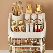 3-Shelf-5-Shelf Cosmetic Organizer, Dressing Table Cosmetic Organizer With Drawers - Spacious Storage Space For Skincare Products, Brushes, Eyeshadows, Lotions, Lipsticks, Nail Polishes - Perfect For Dressing Tables, Bathrooms, Bedrooms And Vanities - Màu be 3 lớp - Xem 3