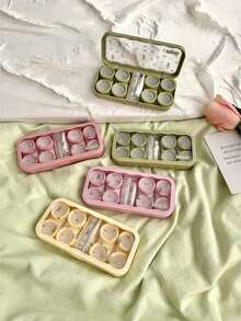 XIANG YU 1 个花卉图案隐形眼镜盒、伴侣护理盒、隐形眼镜盒和沉浸式存储套件，适合旅行和家庭使用。学校