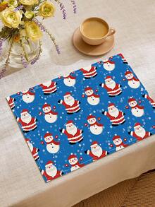 1/2/4/6/8 piezas Manteles individuales con estampado digital, serie navideña con estampado de muñeco de nieve y Papá Noel, adecuados para uso diario, festivales, fiestas, cumpleaños, bodas, cenas, decoración del hogar para la cocina y el comedor - Multicolor - Ver 7