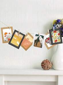 20pcs Hanging Photo Frame With Clips & Strings, Simple Design, Bohemian Style Decor For Grid Photo Wall, Dorm, Classroom, Living Room, Bedroom, Office Wall, Suitable For Graduation Ceremony, Wedding, DIY Photo Exhibition Wall, Anniversary, Theme Party