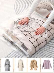2/1pc Vacuum Compressed Storage Bag, Hanging Clothes Organizer Bag, Dust Proof Garment Bag With Swivel Hook, Space Saving, Waterproof, Moth-Proof, Zipper Sealed, Ideal For Clothes Storage, Winter Wear, Space Saver Bags