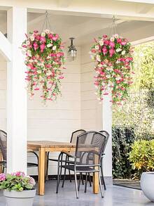 2PCS/4PCS/6PCS Artificial Morning Glory Hanging Anti UV Fake Silk Suitable For Outdoor Porches Family Balconies Courtyard Decoration