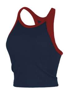 固定杯运动内衣拼色防震女式，专业训练瑜伽普拉提健身背心