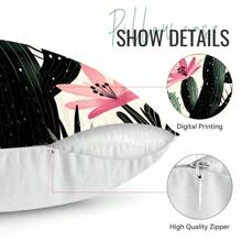 4pcs Cactus Printed Pillow Case Set - 45*45cm Peach Velvet Pillow Cover