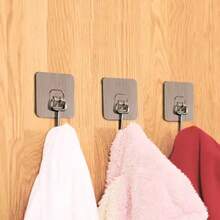 KIT 12 Adhesive Hooks/Multifunctional Wall Stickers Home Kitchen Bedroom Bathroom Organized - 銀色 - 查看 3