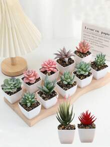 4pcs Artificial Succulent Plants, Small Fake Plants For Indoor Home Decor, Synthetic Flowers For Window Sill, Bathroom, Wall, Desk, Office, Kitchen, Farmhouse, Suitable For Christmas, Halloween, Easter, New Year