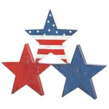 4th Of July Wood Ornament, Standing Stars Desktop Decoration Art Craft Party Favor - Multicolor - View 6