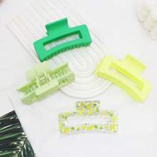 4 Stück/Set grüne Birnen Design transluzente Farbverlauf Muster gemischte Haarklammern, mittlere Größe, stilvolle Accessoires für Frauen Mode Haaraccessoires elegante Haarspange