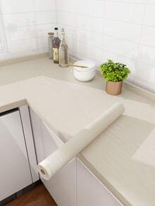 1 Roll 40cm Wide Waterproof Wood Grain Peel And Stick Wallpaper, Suitable For Countertops, Cabinets, Walls, Decorative, Removable, Vinyl Material, Home Decor For Bedroom, Living Room, Kitchen, Desk, Wardrobe - Beige - View 15