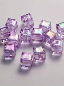 50 piezas de cuentas cúbicas de 8mm de colores para hacer joyas, pulseras con cuentas, collares, decoraciones - Multicolor - Ver 6