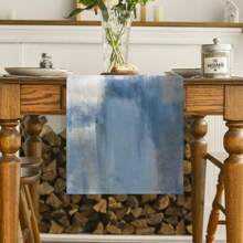Light Blue Abstract Modern Art Table Flag, Seasonal Summer Farmhouse Style Kitchen Dining Table Decoration Home Party Decoration