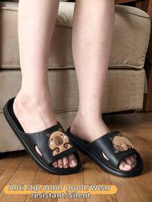 新款 DIY 水豚水田鼠，夏季热销时尚百搭男士拖鞋，EVA 材质浴室防滑透气穿孔防臭，柔软厚底舒适抗菌足部保护，适合室内/室外海滩，男女通用设计 - 查看 4