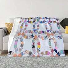Ultraweiche, warme, leichte Flanelldecke - bunter Retro-Patchwork-Stil - geeignet für alle Jahreszeiten, ideal für Zuhause, Reisen, Camping, Sofa, Bett und Büro-Schlafzimmer Dekoration