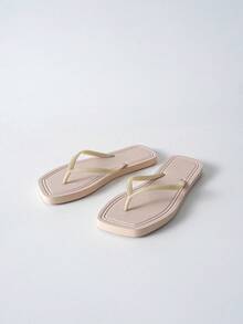 Tropiscape 女士厚底拖鞋，带趾带，夏季防滑防水EVA沙滩凉鞋，适合游泳和度假休闲，秋冬季节休闲沙滩礼物，田园风，夏季穿搭 - 卡其色 - 查看 12
