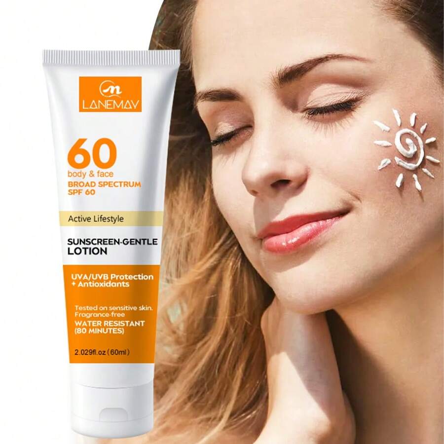 LANEMAY SPF 60+ 防晒乳液 - 滋润和保湿干燥肌肤，保护皮肤免受晒伤和黑斑，减少细纹和皱纹 - 轻盈不油腻 - 黃色 - 查看 1