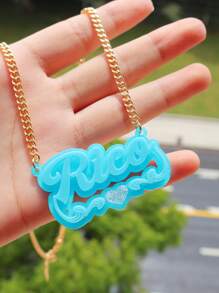 1 PC Colorful Acrylic Nameplate, Custom Necklace, Bling Name Necklace, Nameplate Necklace, Personalized Nameplate, Mother Day Gift, Gift For Her