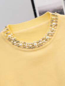 GIGOGOU Fashion Beading Women Autumn Winter Warm Sweater Casual Basic Long Sleeves Knit Top Fall Clothes Chic - Yellow - View 11