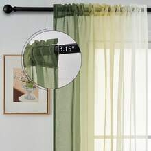 4 Panels Ombre  Sheer Curtains  For Living Room Bedroom Decor, Gradient Semi Voile Rod Pocket Window Curtain Drapes - YG - Xem 5