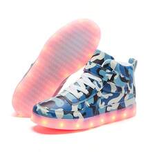 Bepoaa Kids LED Light Up Shoes USB Charging Flashing Light Up High-Top Sneakers For Boys And Girls (Toddler/Little Kid/Big Kid) - 藍色 - 查看 7