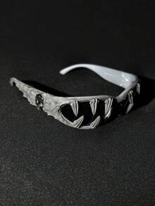 CASHEW FLOWER SKULL 1pc Skull Decoration Drip Glue Handmade Random Effect Asymmetrical Vintage Bohemian Elegant Party Frame Unisex Fashion Glasses - 黑色 - 查看 30