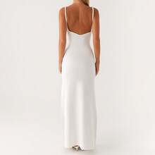Women's Twisted Straps Bodycon Long Maxi Dress Summer Sleeveless Spaghetti Straps Slim Fit Deep V-Neck Backless Cami Dress Party Clubwear Holiday Beachwear Solid Color Tank Dress Sundress - 白色 - 查看 6