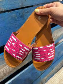 Women's Casual Comfortable Flat Slide Sandals, Versatile For Daily Wear - Rose - View 3