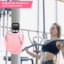 Icolor Magnetic Gym Bag Water Bottle Carrier Holder With Phone Pockets &Amp; Shoulder Strap,5 Built-In Magnets Gym Bottle Pouch Sleeve,Magnetic Bag Gym Accessories Organizer For Men Women - Pink - View 5