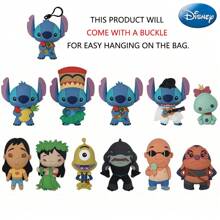 Disney 1PC Disney Officially Licensed Cartoon Animation Style Lilo And Stitch Movie Disney Accessories Portable Anti-Loss Keychain Wear-Resistant PVC Material Ring Everyday Backpack Accessory Travel And Adventure Accessory Memories Collection Cute And Healing Gift Keychain Daily Life Travel And Adventure 6ne First Birthday Gift