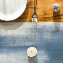 Light Blue Abstract Modern Art Table Flag, Seasonal Summer Farmhouse Style Kitchen Dining Table Decoration Home Party Decoration