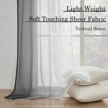 4 Panels Ombre  Sheer Curtains  For Living Room Bedroom Decor, Gradient Semi Voile Rod Pocket Window Curtain Drapes - Xám - Xem 4