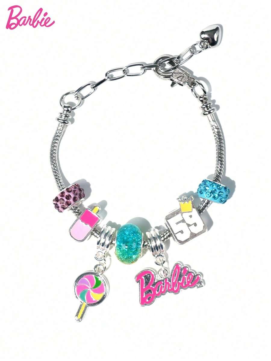 Mattel 1Set Barbie Officially Licensed DIY Beaded Bracelet Hand String Colorful Stackable Crystal Wrist Adornment Stars Ice Cream Lollipop Shapes Delicate Ornaments Party Cosplay Dress Up Jewellery Decorations Jewelry Birthday Mothers Day Gifts - BB-200302 - View 1