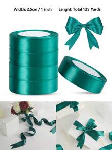 125 Yards/1 Inch Single-Sided 31-Color Solid Color Satin Ribbon Set, 125 Yards/1 Inch Wide Per Roll, Various Ribbons Suitable For Gift Wrapping, Christmas, Weddings, Parties, Flower Decorations