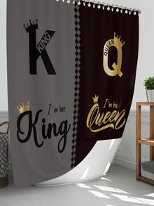 1pc/4pcs Crown Shower Curtain Sets With Rugs, King, Queen Shower Curtain Set With Rugs, Toilet Lid Cover And Bath Mat, Modern Bathroom Decor With Bath Mats And 12 Plastic Hooks Bathroom Accessories - Multicolor - View 12