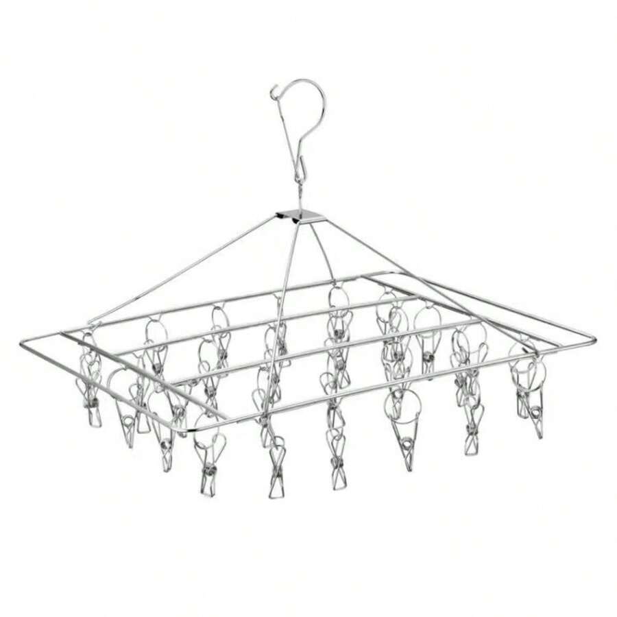 Stainless Steel Clothesline Clips Practical And Retractable Clothes Hanger For Underwear For Little Girls - Varal 26 Clips - View 1