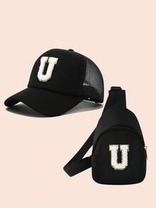 2pcs/Set Boys Letter Print Baseball Cap And Bag, Girls Breathable Bodycon Casual Everyday & Outdoor Wear - Multicolor - View 49