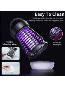 1 pezzo Lampada elettrica antizanzare da 2000 V con batteria ricaricabile Li-Ion 2000mAh USB, dispositivo portatile bifunzionale per catturare e uccidere zanzare e mosche, luce killer di insetti per uso domestico, esterno, giardino, ristorante - Materiale PP, efficace per falene, vespe, moscerini, mosche della frutta
