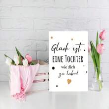 1Pc German Daughter Birthday Card With Envelope - "Luck Is Having A Daughter Like You" Heartfelt Greeting Card, Elegant Golden Polka Dot Design For Birthdays & Holidays, Premium Quality Sentimental Gift For Mothers, Daughter Gifts School Supplies,Back To School