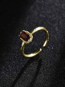 1 pieza Anillo de joyería de estilo vintage, de corte brillante de zirconia cúbica rectangluar de alta calidad y de lujo, con diseño único y minimalista, accesorio de regalo, piedra de nacimiento de diciembre
