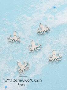5/10pcs Stainless Steel Beach Ocean Vacation Style Starfish, Octopus, Shells, Sea Fish, Conch, Whales, Fashionable Bracelets, Necklaces, DIY Accessories And Pendants Featuring Marine Animals