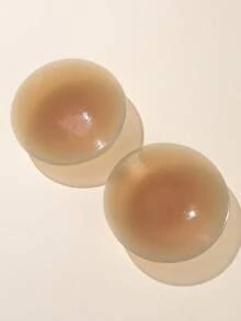 1 Pair Beige Silicone Invisible Anti-Slip Bra Petals, 5.12 Inch/13cm Size, Breathable, Suitable For Summer Dresses, Backless & Strapless Dresses - Coffee Brown - View 5