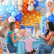 Blue And Orange Balloon Arch, 130 Pcs Dog Paw Balloon Arch Garland, 18/12/10/5 Inch Sand White Confetti Blue Orange Balloons For BoysGirls BabyShower Birthday Dog Cartoon Theme Party Decor