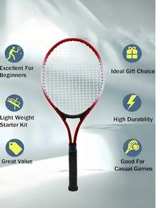 Ultra-Light Aluminum Racket, 1 Tennis Racket; 1 Ball Bag, Aluminum Racket, Ultra-Light And Durable, Large Racket Design, Easy To Hit, Suitable For Beginners And Daily Entertainment, Suitable For Leisure Training, Family Entertainment And Social Sports-69*27.8*2.3cm-Green-Red-Blue-Multiple Colors Optional-Sports-Adult Competition Training-Outdoor Sports - 69*27.8*2.3 - View 2