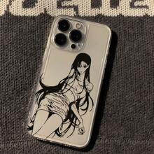 Anime-Style Reclining Girl Art Case For IPhone 16 15 14 13 12 11 XS Plus Pro Max|Minimalist Manga Design - Clear - View 2