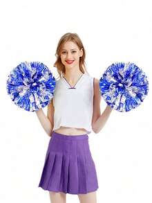 2pcs Cheerleading Pom Poms, Dance Pom Poms For Square Dance, School Sports Competitions, Rallying Exercises And Performances - Multicolor - View 6